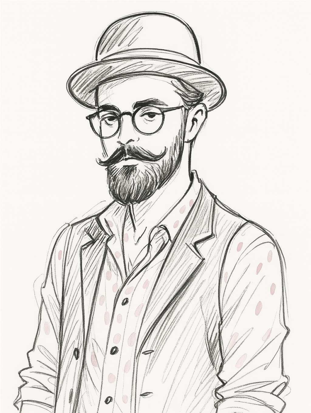 Un homme avec un visage carré (mâchoire anguleuse) porte un chapeau melon